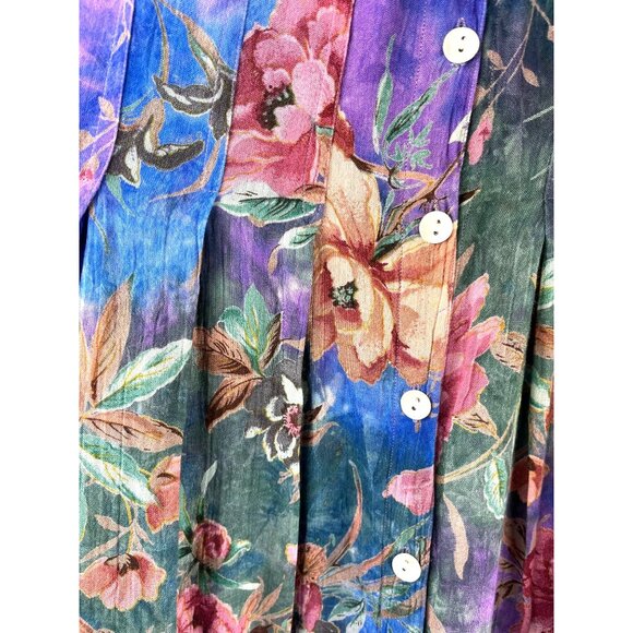 VTG 90's Cottage Core, Boho Coastal Grandma Floral Maxi Dress, Women's L - Picture 9 of 12